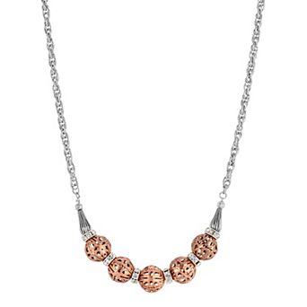 1928 Two-Tone Filigree Bead Row Necklace