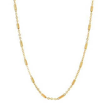 1928 Gold Tone Tube Link Chain Necklace