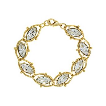 1928 Gold Tone Crystal Link Statement Bracelet