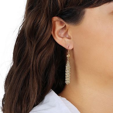 1928 Gold Tone Textured Fluted Tube Drop Earrings