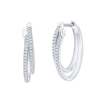 Divine Gold Sterling Silver Overlapping Diamond Accent Hoop Earrings