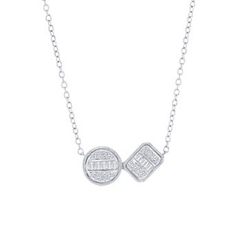 Divine Gold Sterling Silver Round & Emerald-Cut Diamond Accent Necklace