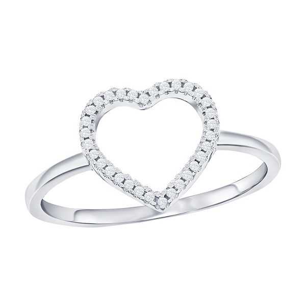 Divine Gold Sterling Silver Diamond Accent Open Heart Ring