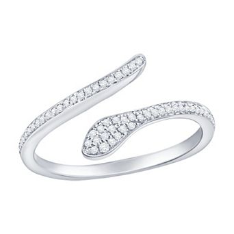 Divine Gold Sterling Silver Diamond Accent Snake Ring