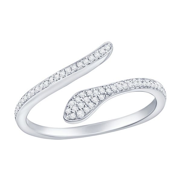 Divine Gold Sterling Silver Diamond Accent Snake Ring
