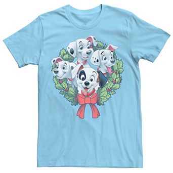 Disney's 101 Dalmatians Men's Puppies Christmas Wreath Tee