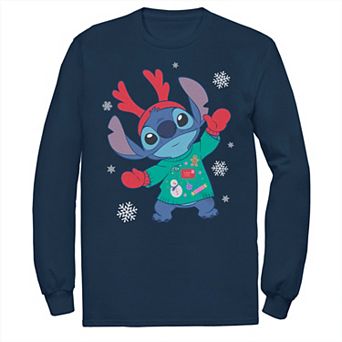Disney's Lilo & Stitch Men's Christmas Sweater Stitch Long Sleeve Tee