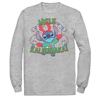 Disney's Lilo & Stitch Men's Mele Kalikimaka Stitch Long Sleeve Tee