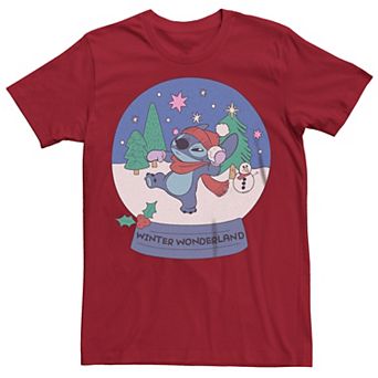 Disney's Lilo & Stitch Men's Winter Wonderland Snow globe Stitch Tee