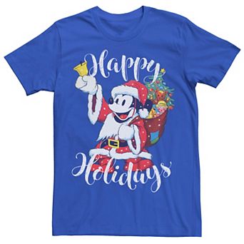 Disney's Mickey Mouse Men's Santa Claus Happy Holidays Tee