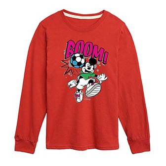 Disney’s Mickey Mouse & Friends Boys 8-20 Boom Soccer Long Sleeve Grpahic Tee