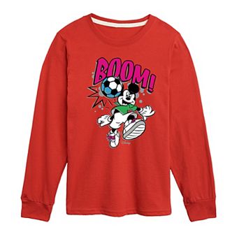 Disney’s Mickey Mouse & Friends Boys 8-20 Boom Soccer Long Sleeve Grpahic Tee