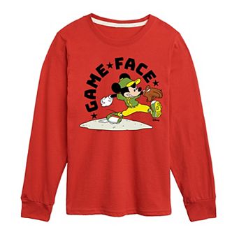 Disney’s Mickey Mouse & Friends Boys 8-20 Game Face Baseball Long Sleeve Graphic Tee