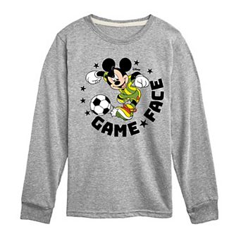 Disney’s Mickey Mouse & Friends Boys 8-20 Game Face Soccer Long Sleeve Graphic Tee
