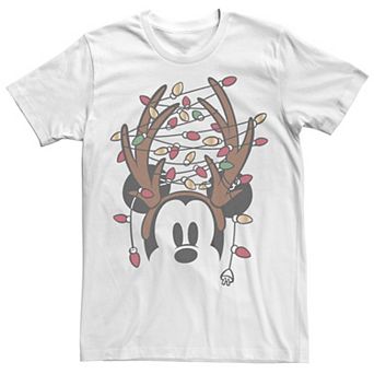 Disney's Mickey Mouse Men's Antlers With Christmas Lights Tee