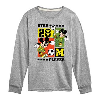 Disney’s Mickey Mouse Boys 8-20 Soccer Long Sleeve Grpahic Tee