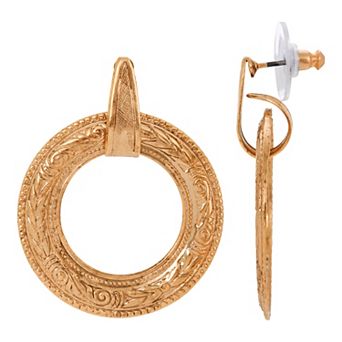 1928 Etched Open Circle Drop Earrings