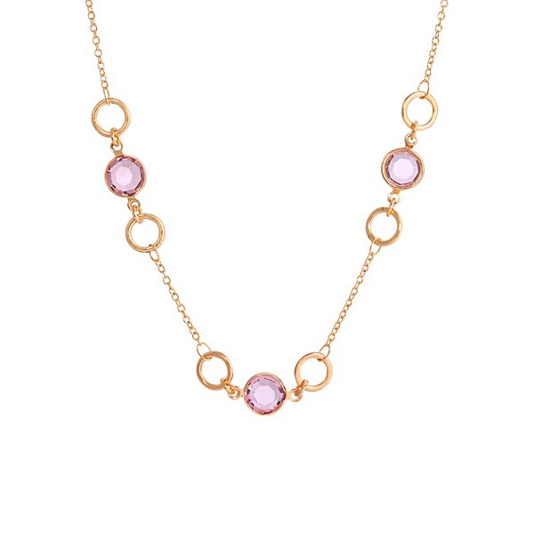 1928 Light Purple Crystal & Open Circle Station Necklace