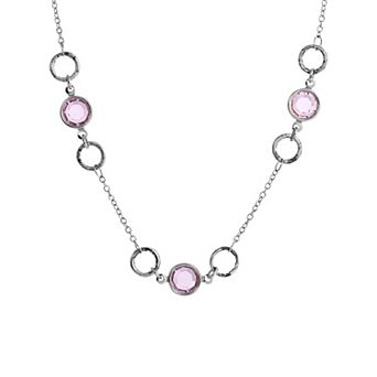 1928 Light Purple Crystal & Open Circle Station Necklace