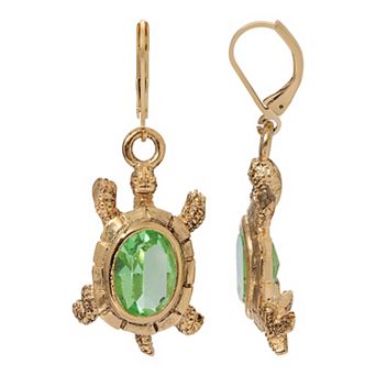 1928 Crystal Turtle Drop Earrings