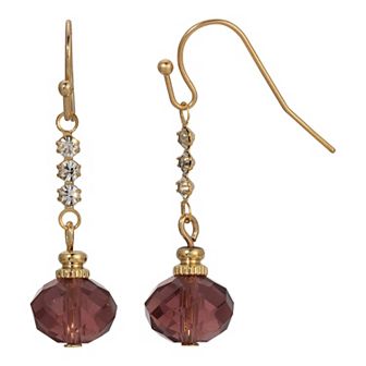 1928 Gold Tone Crystal Linear Drop Earrings