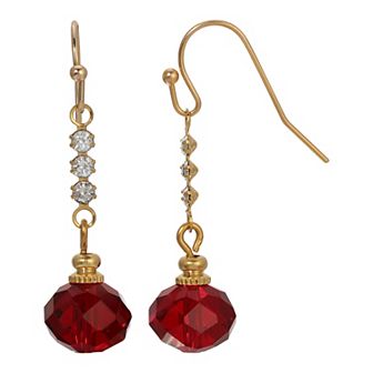 1928 Gold Tone Crystal Linear Drop Earrings