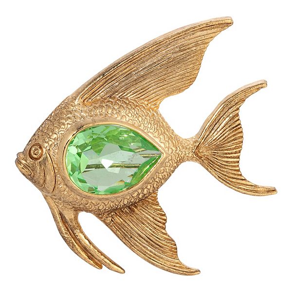 1928 Gold Tone Crystal Angelfish Pin