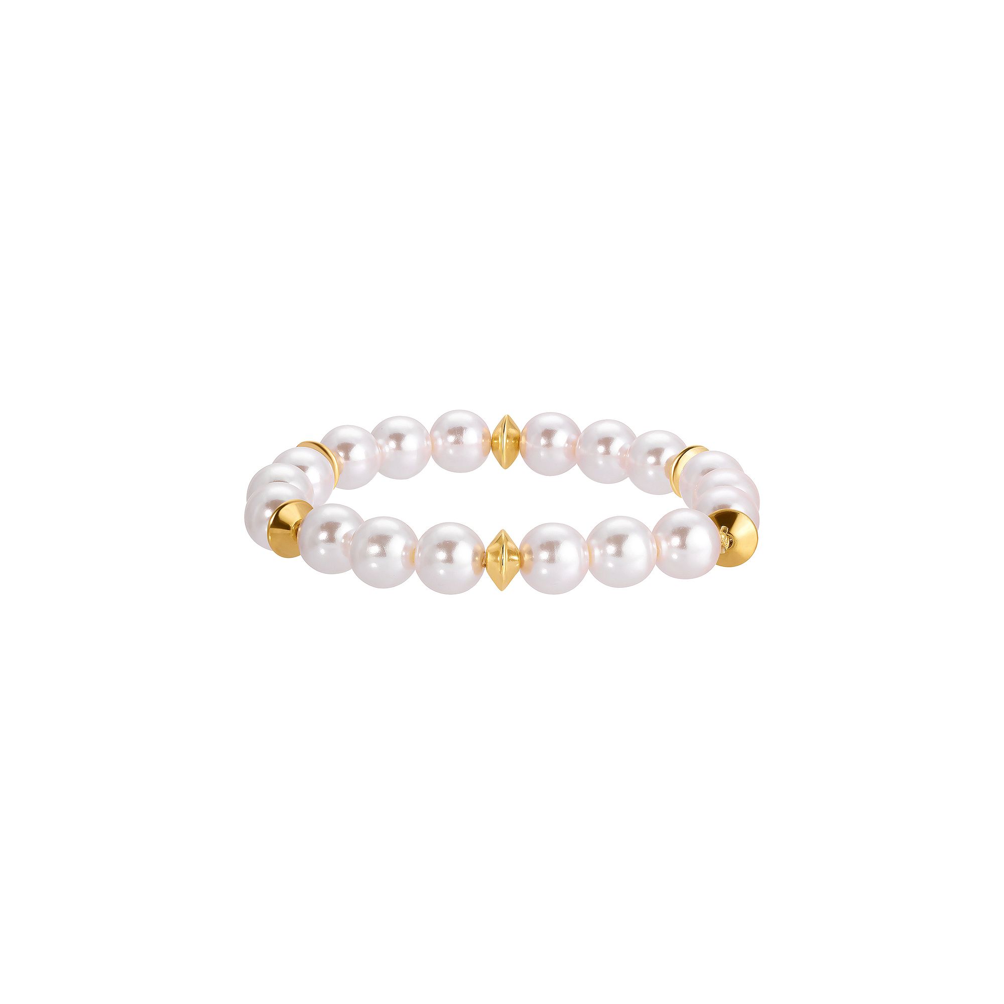 1928 Gold Tone Simulated Pearl Stretch Bracelet, Womens, White