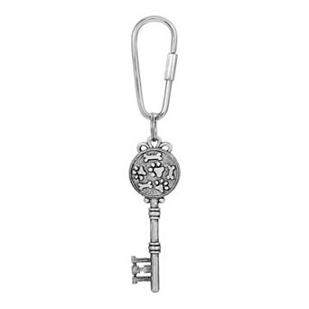 1928 Silver Tone Key Pawprint & Bone Key Fob