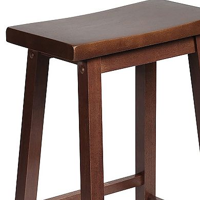 Pj Wood Classic Saddle Seat 24 Inch Kitchen Bar Counter Stool, Walnut (3 Pack)