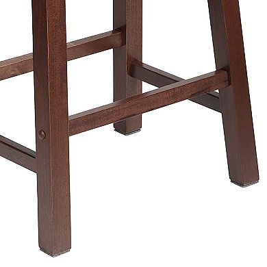 Pj Wood Classic Saddle Seat 24 Inch Kitchen Bar Counter Stool, Walnut (3 Pack)