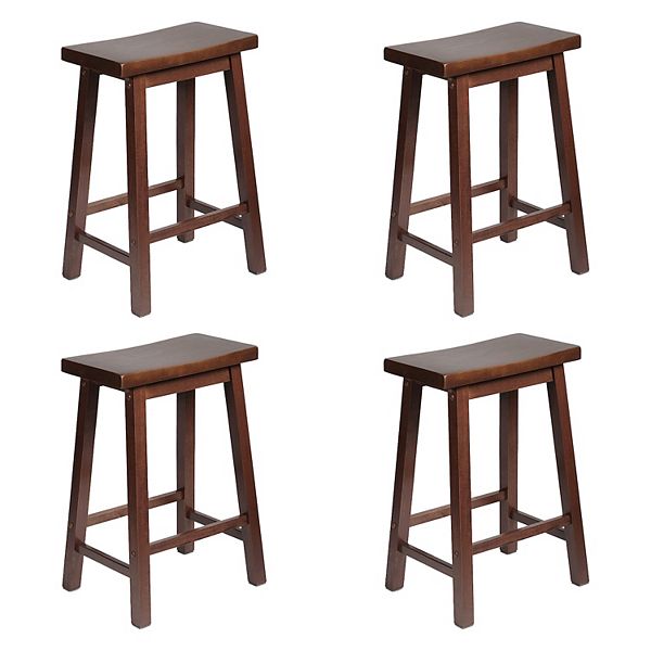 Pj Wood Classic Saddle Seat 24 Inch Kitchen Bar Counter Stool, Walnut