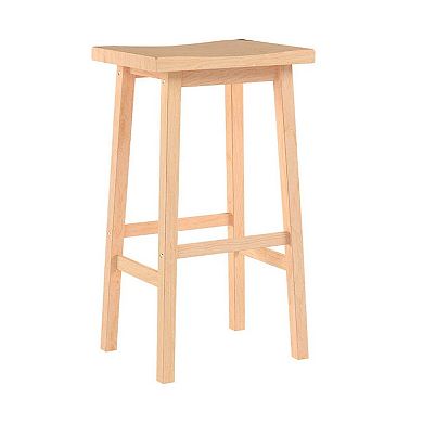 Pj Wood Classic Saddle Seat 29" Tall Kitchen Counter Stools, Natural (3 Pack)