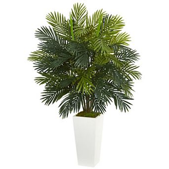 nearly natural Areca Palm Artificial Plant in White Tower Planter