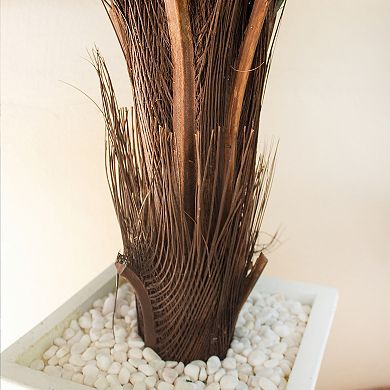 nearly natural 4.5-ft. UV Resistant Cycas Artificial Plant in White Tower Planter