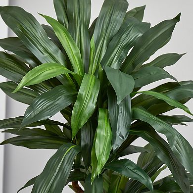nearly natural 5.5-ft. Real Touch Dracaena Plant in Orange Square Planter