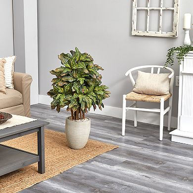nearly natural 3.5-ft. Croton Artificial Plant in Sand Colored Planter