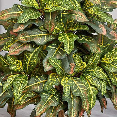 nearly natural 3.5-ft. Croton Artificial Plant in Sand Colored Planter