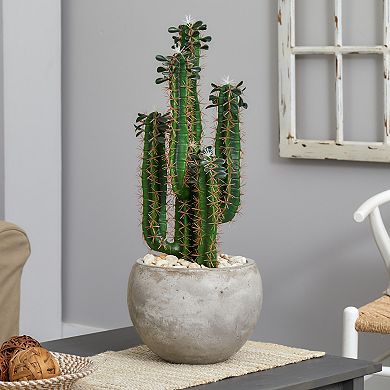 nearly natural 2.5-ft. Cactus Artificial Plant in Bowl Planter