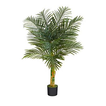 nearly natural 4-ft. Golden Cane Double Trunk Artificial Palm Tree