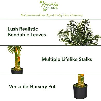 nearly natural 5-ft. Multi Stem Golden Cane Artificial Palm Tree