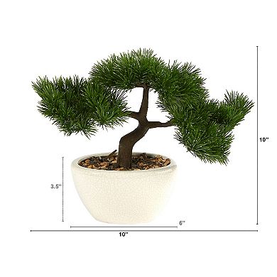 nearly natural 10-in. Cedar Bonsai Artificial Tree in Decorative Planter