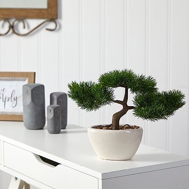 nearly natural 10-in. Cedar Bonsai Artificial Tree in Decorative Planter