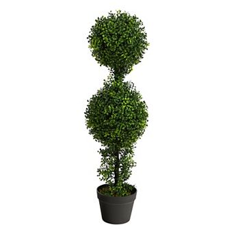 nearly natural 34 in Boxwood Double Ball Topiary Artificial Tree