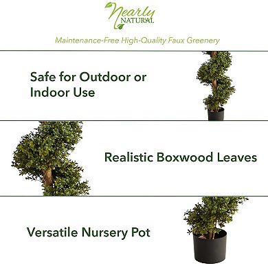 nearly natural 33-in. Boxwood Topiary Spiral Artificial Tree