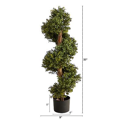 nearly natural 33-in. Boxwood Topiary Spiral Artificial Tree