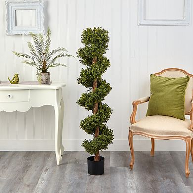 nearly natural 5-ft. Boxwood Spiral Topiary Artificial Tree