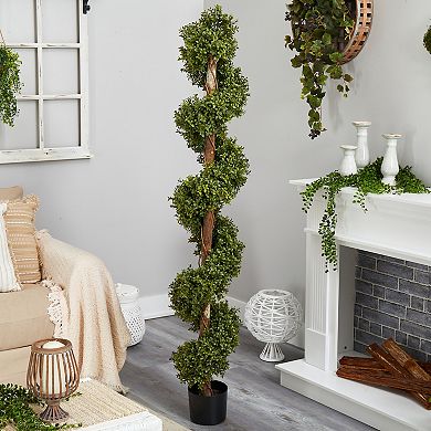 nearly natural 6-ft. Boxwood Spiral Topiary Artificial Tree