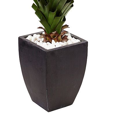 nearly natural 4.5-ft. Spiked Agave Artificial Plant in Black Planter