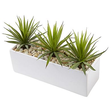 nearly natural Mini Agave Artificial Plant in Rectangular Ceramic